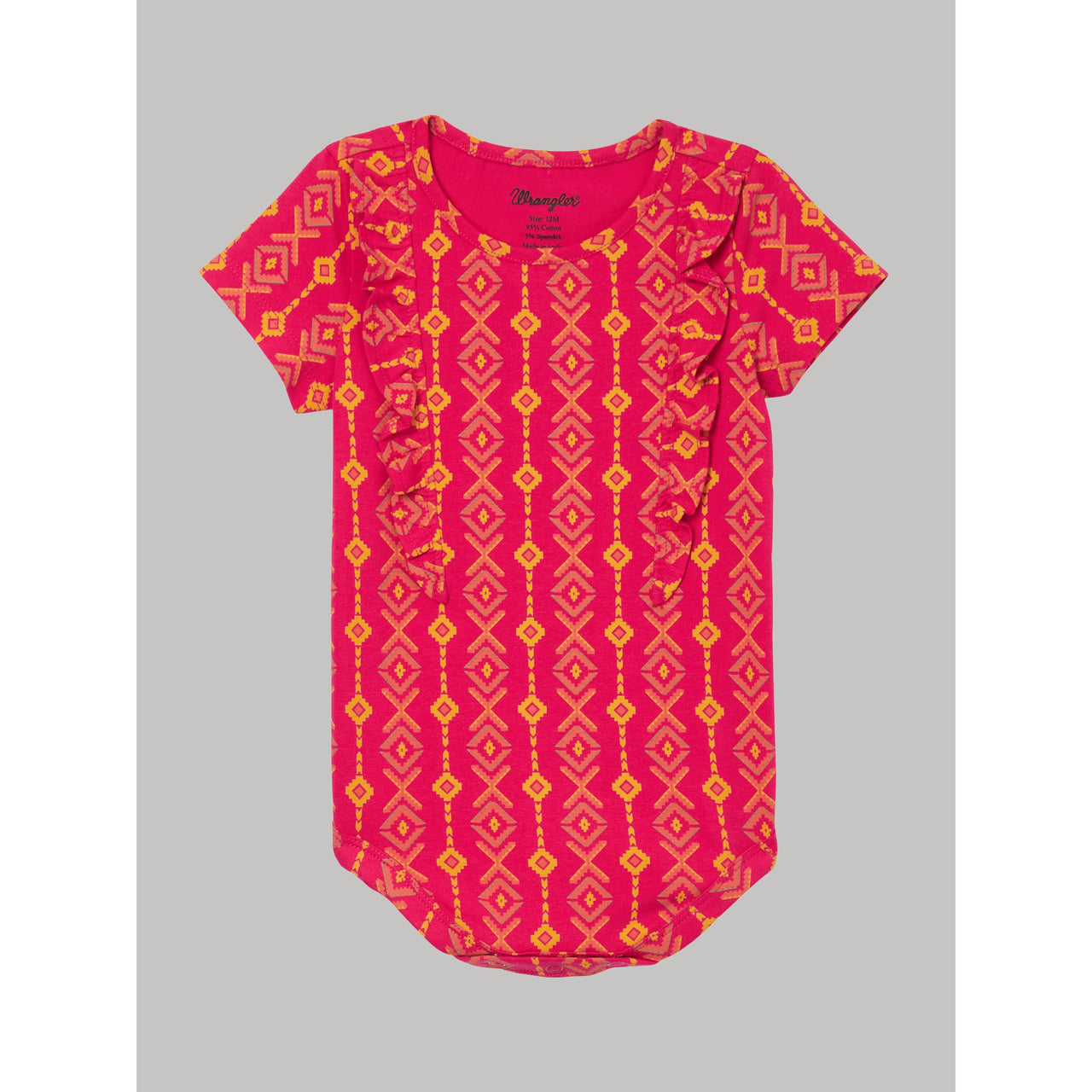 Wrangler Baby Girl Short Sleeve Aztec Print Onsie - Pink