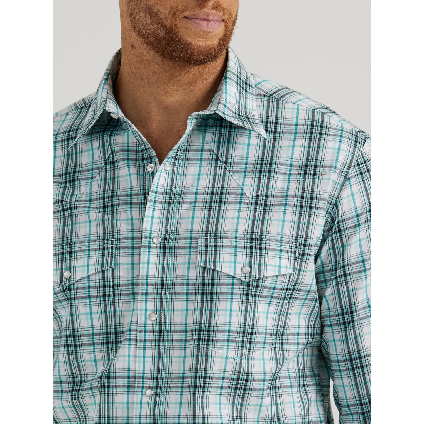 Wrangler Men's Wrinkle Resist Long Sleeve Plaid Shirt - Green