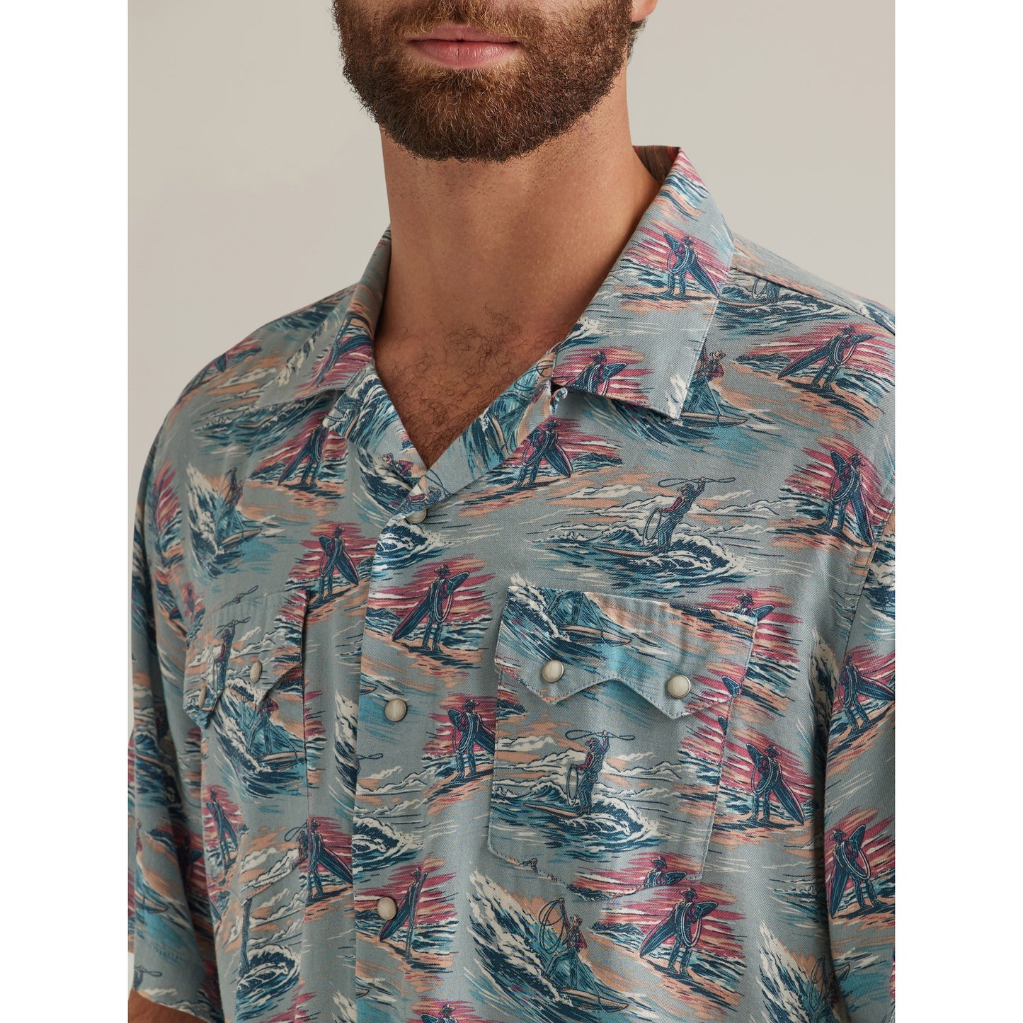 Wrangler Men's Coconut Cowboy Short Sleeve Shirt - Grey