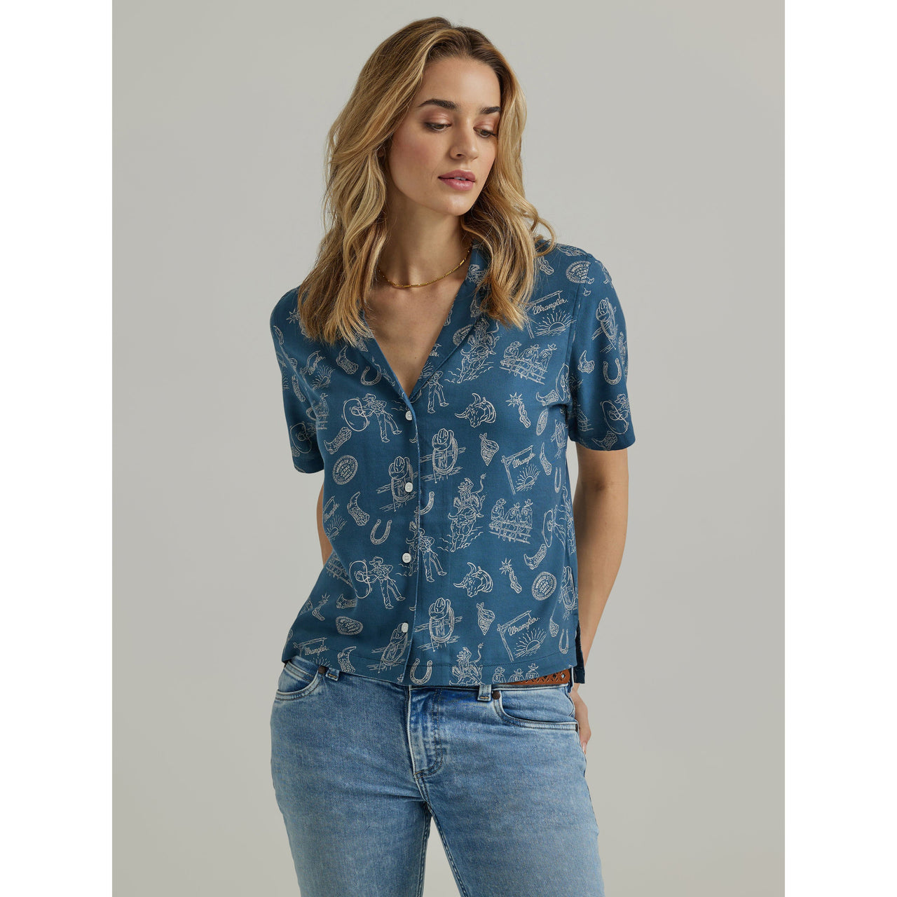 Wrangler Women's Short Sleeve Top - Coconut Floral Cream