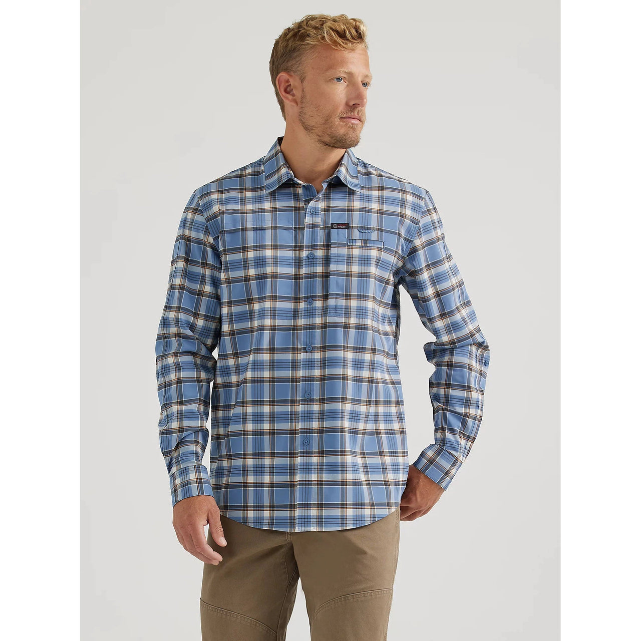 Wrangler Men's ATG Long Sleeve Men's Hike To Fish Plaid -Coronet