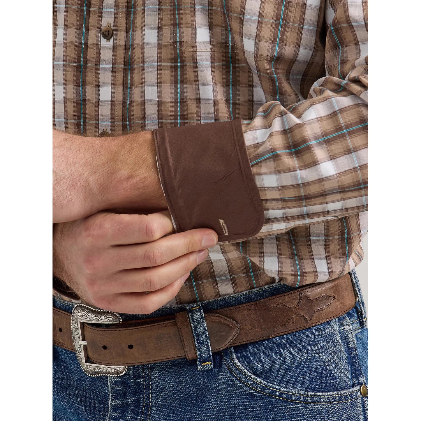 Wrangler Men's George Strait Plaid Long Sleeve Shirt - Big Brown