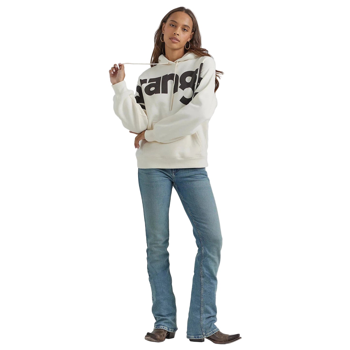 Wrangler Women's Retro Western Vintage Hoodie - White/Brown - Irvine Tack & Western Wear