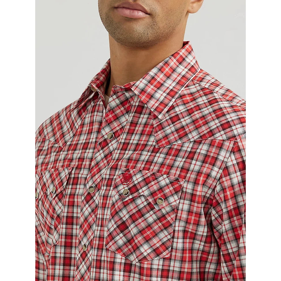 Wrangler Men's HO24 Retro Core Long Sleeve Shirt- Cerise Plaid