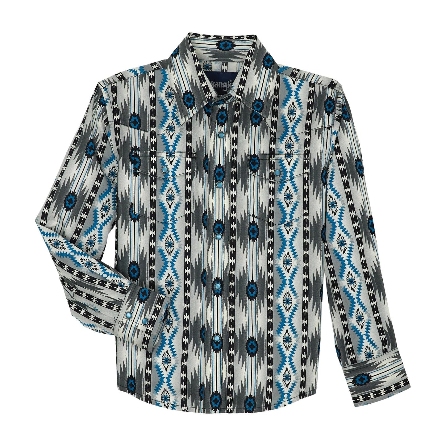 Wrangler Boy's Checotah Western Long Sleeve Classic Fit Shirt- Multi