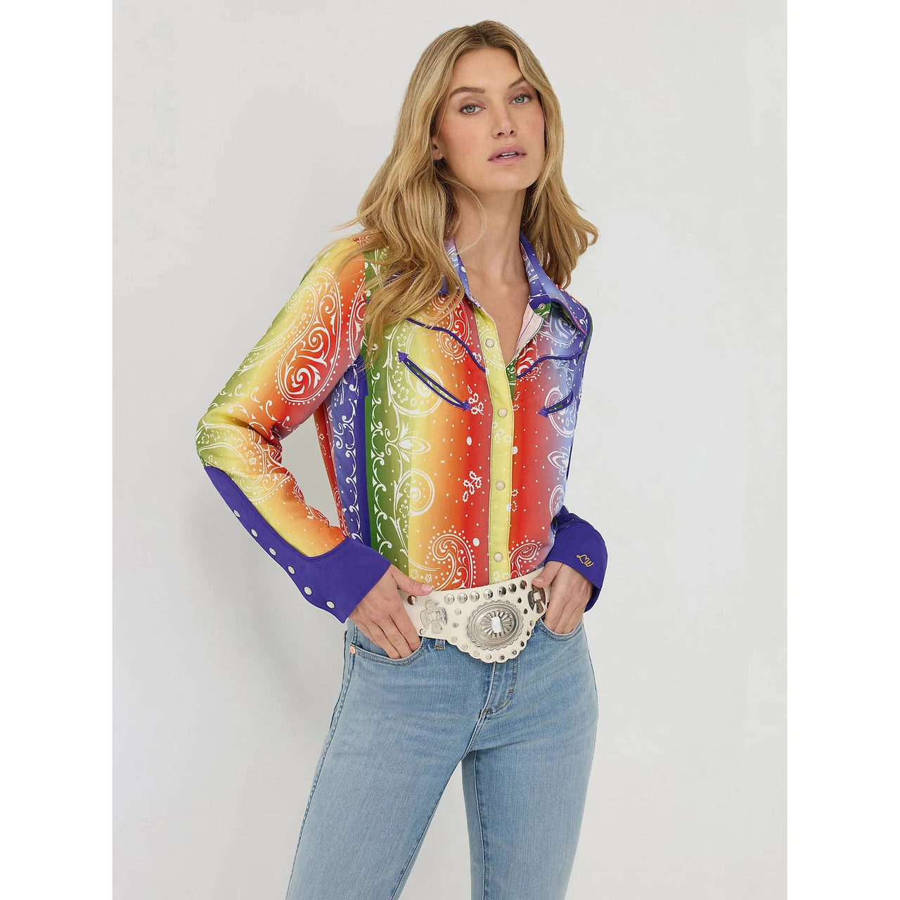 Wrangler Lainey Wilson Long Sleeve Rainbow Bandana Shirt