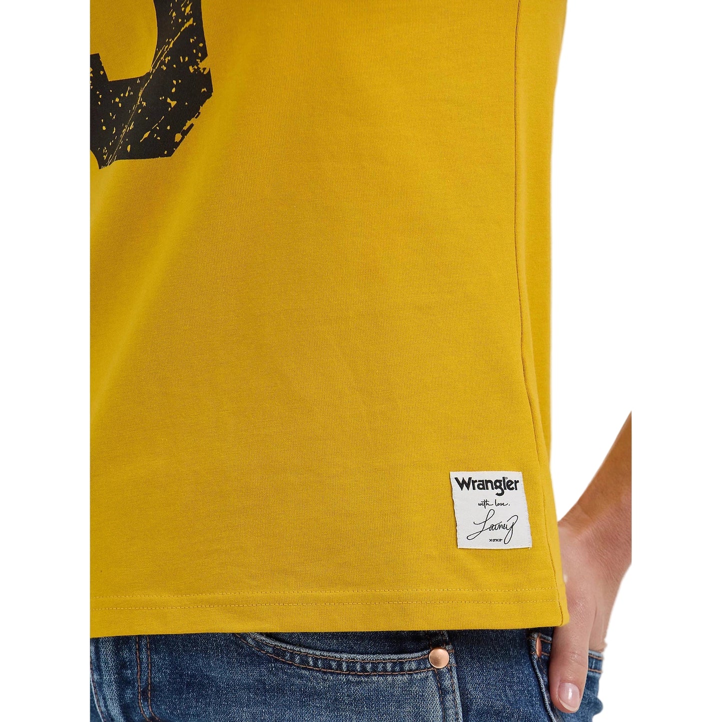 Wrangler Lainey Wilson Number 9 Slim Ringer Short Sleeve Tee Shirt-Nugget Gold