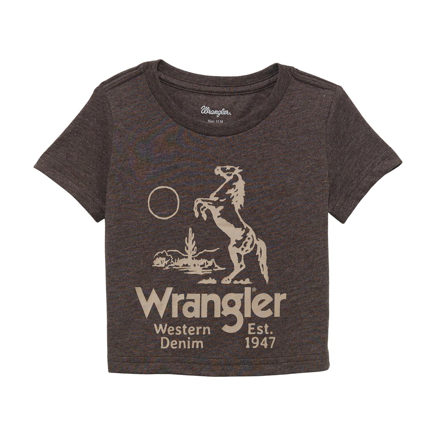 Wrangler Baby Boy Wrangler Horse Graphic Short Sleeve Tee Shirt- Ganache Heather