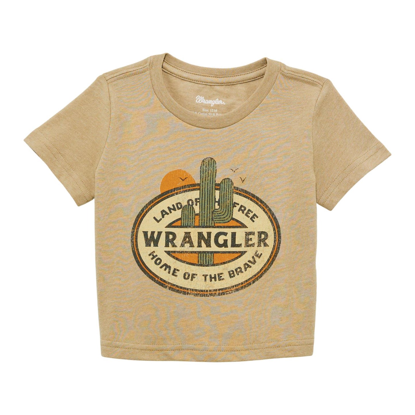 Wrangler Baby Boy Wrangler Cactus Graphic Short Sleeve Tee Shirt- Roasted Heather Cashew
