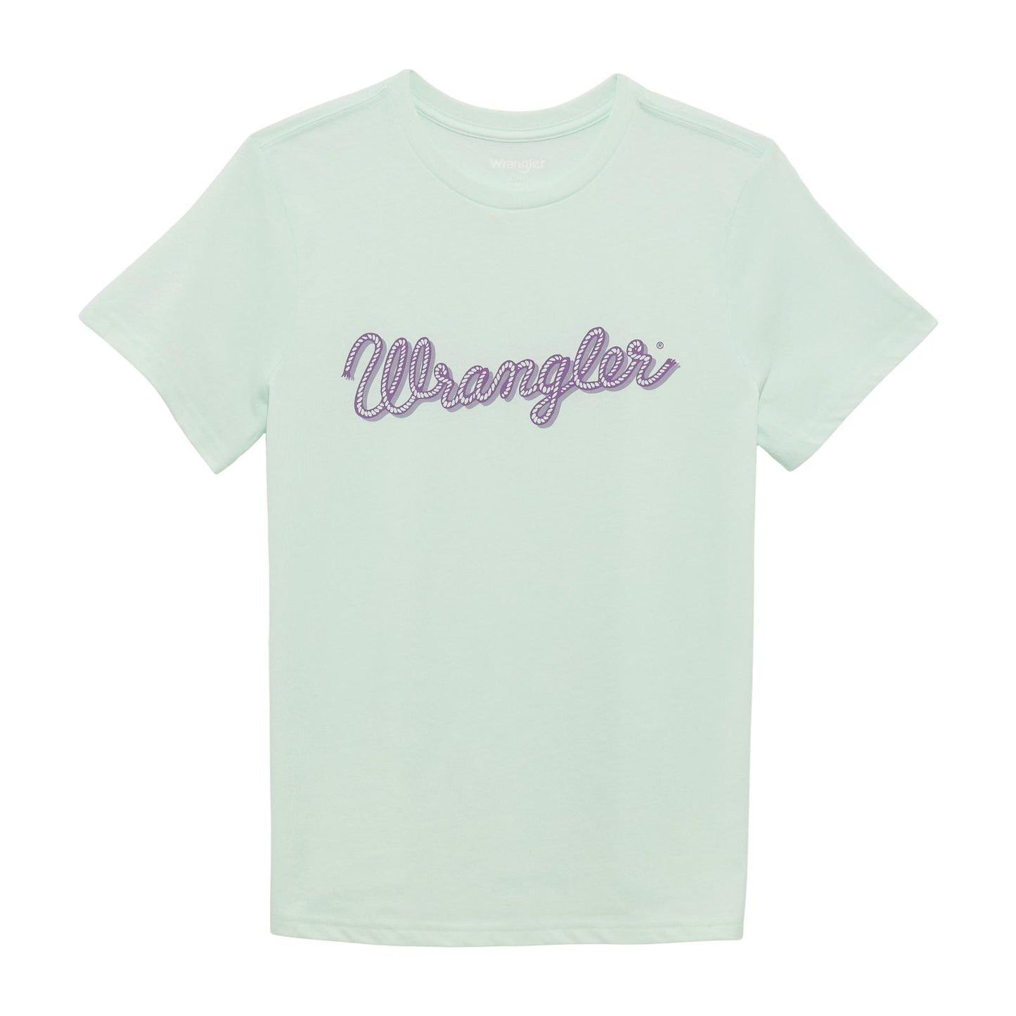 Wrangler Women's Short Sleeve Regular Fit Rope Logo Tee Shirt- Soothing Sea Heather