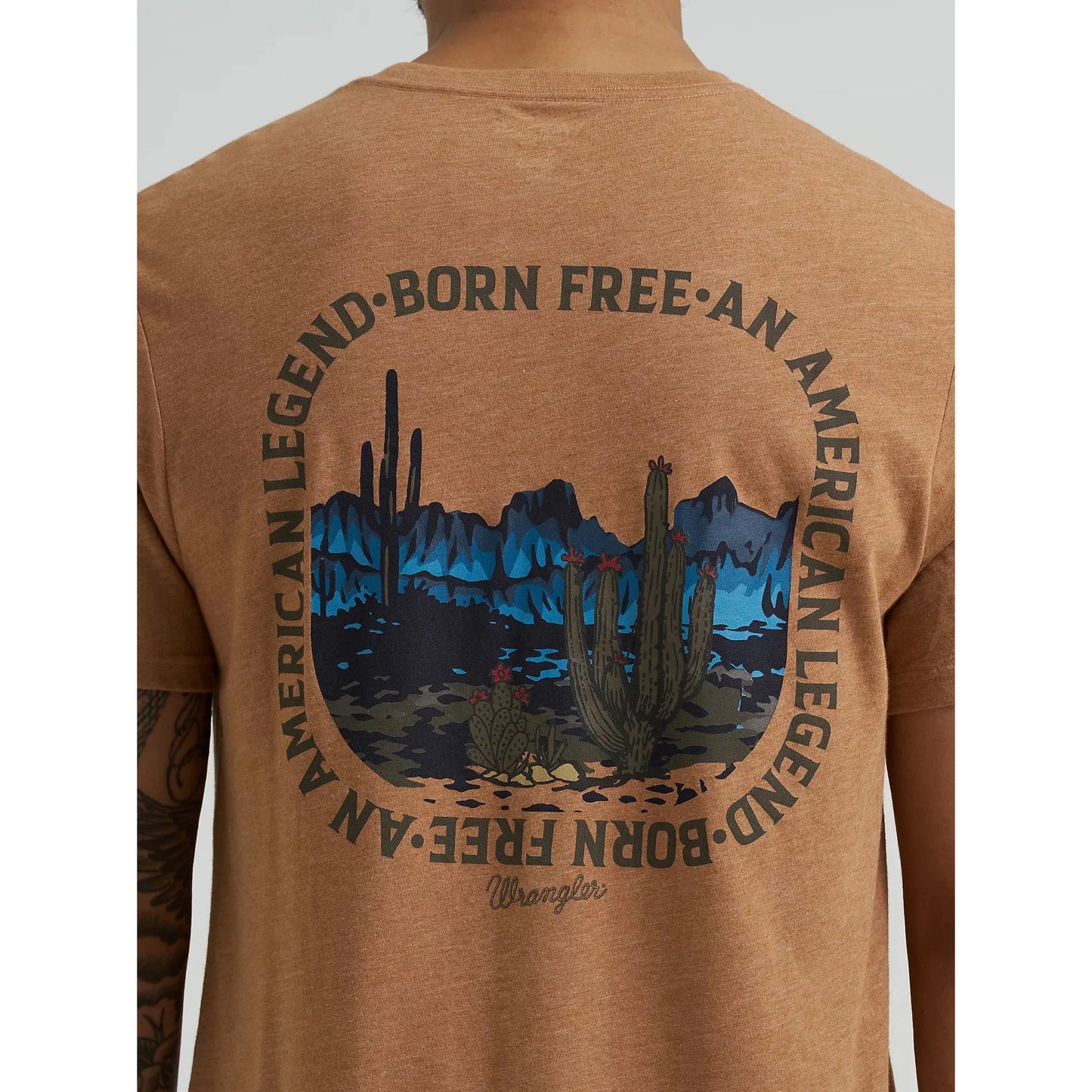 Wrangler Men's Back Graphic Short Sleeve Tee Shirt- Legendary Brown