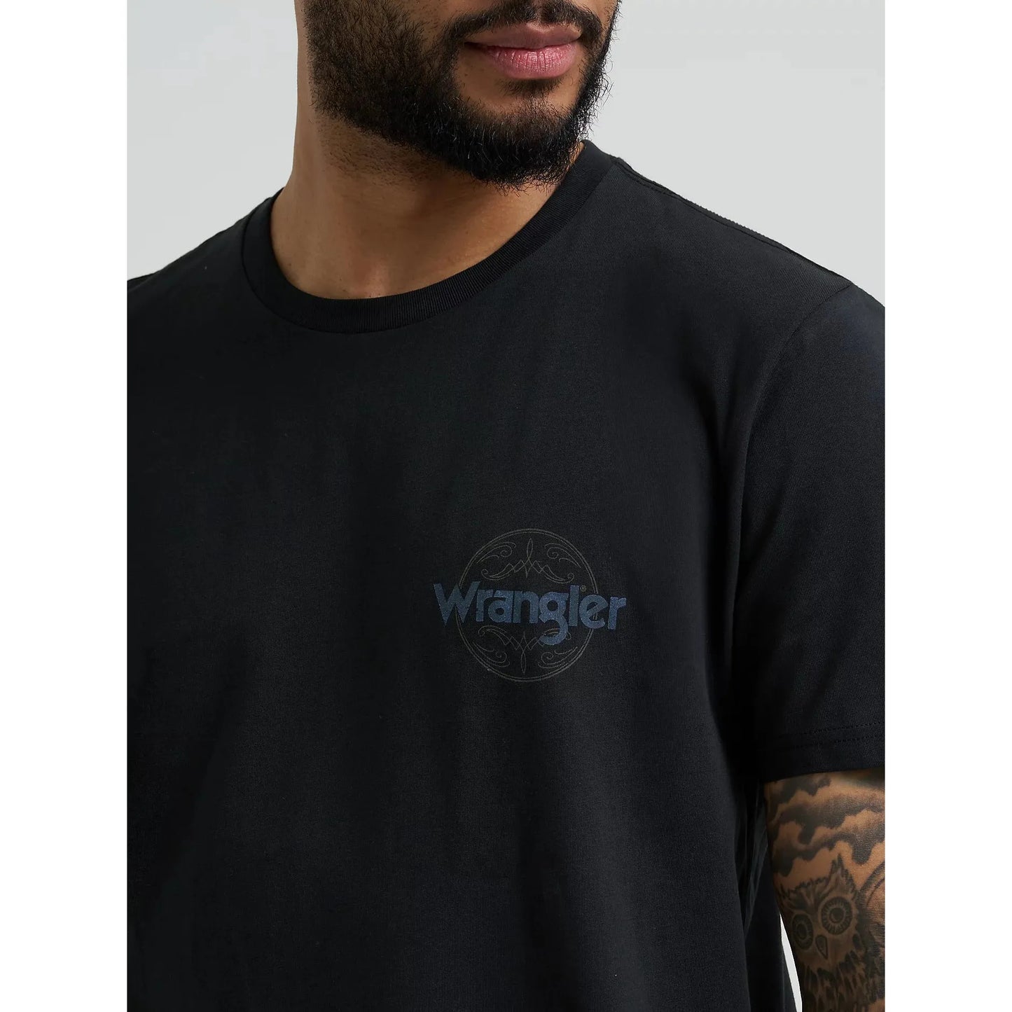 Wrangler Men's Cowboy Back Graphic Short Sleeve Tee Shirt - Jet Black
