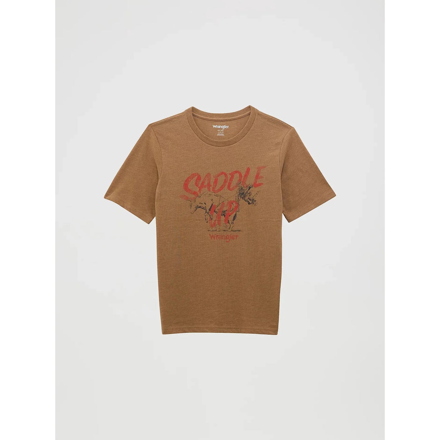 Wrangler Boy's Front Logo Graphic Short Sleeve Tee Shirt- Tobacco Brown