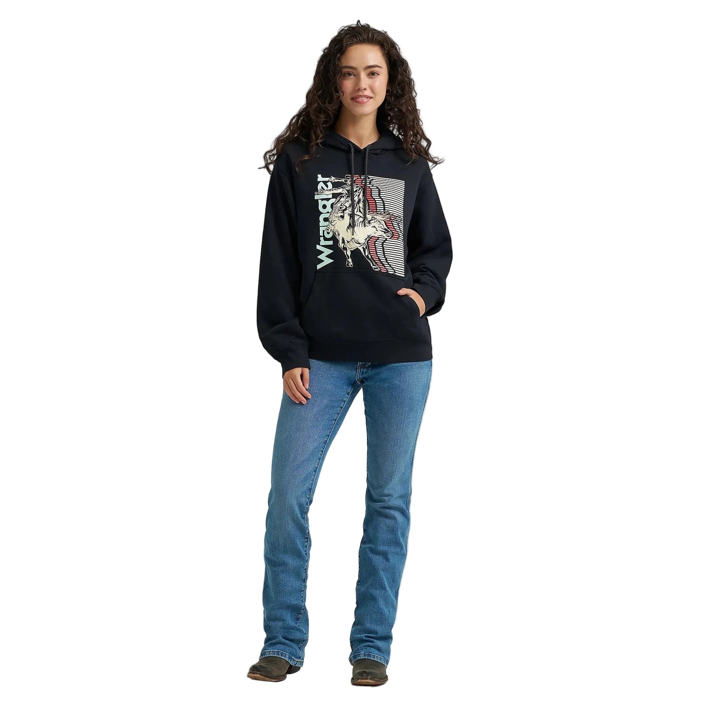 Wrangler Women's Western Graphic Long Sleeve Hoodie - Black Layers