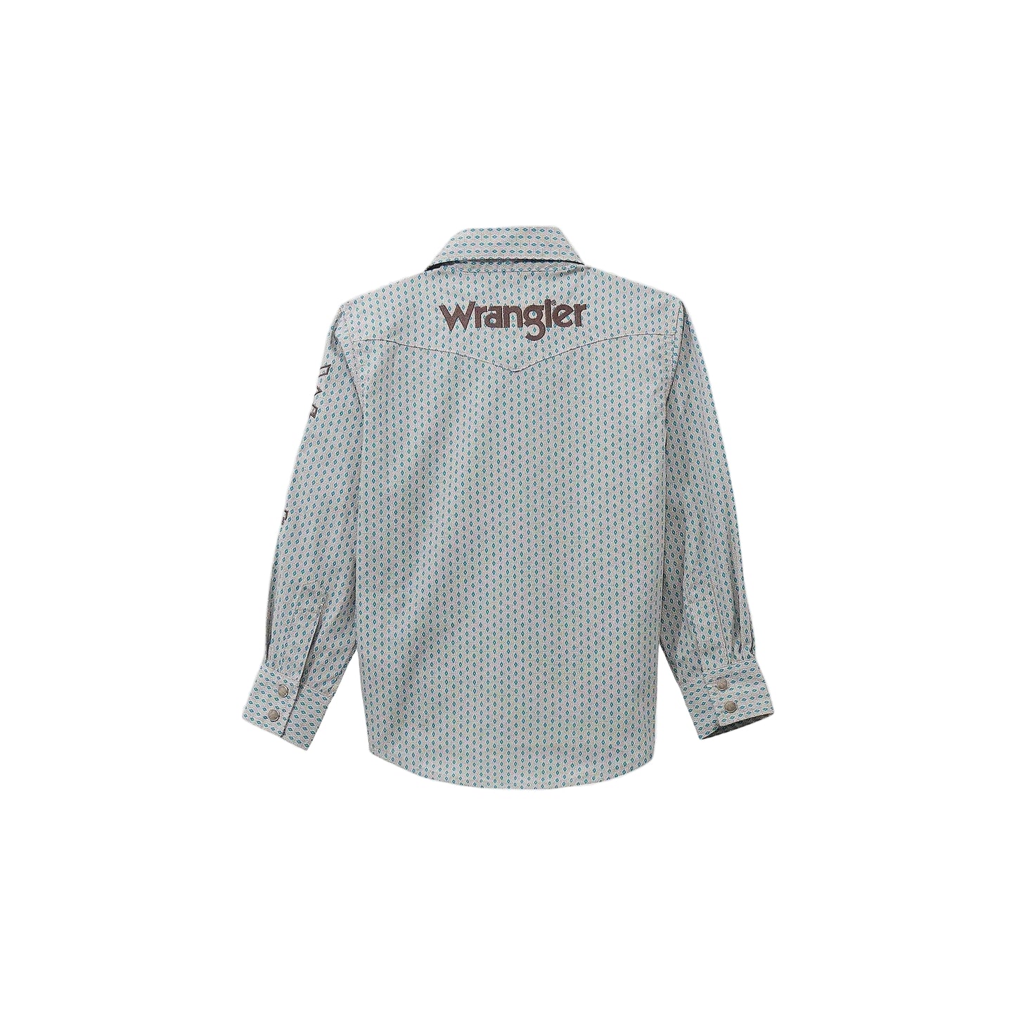 Wrangler Boy's Logo Western Snap Long Sleeve Shirt - Peacock