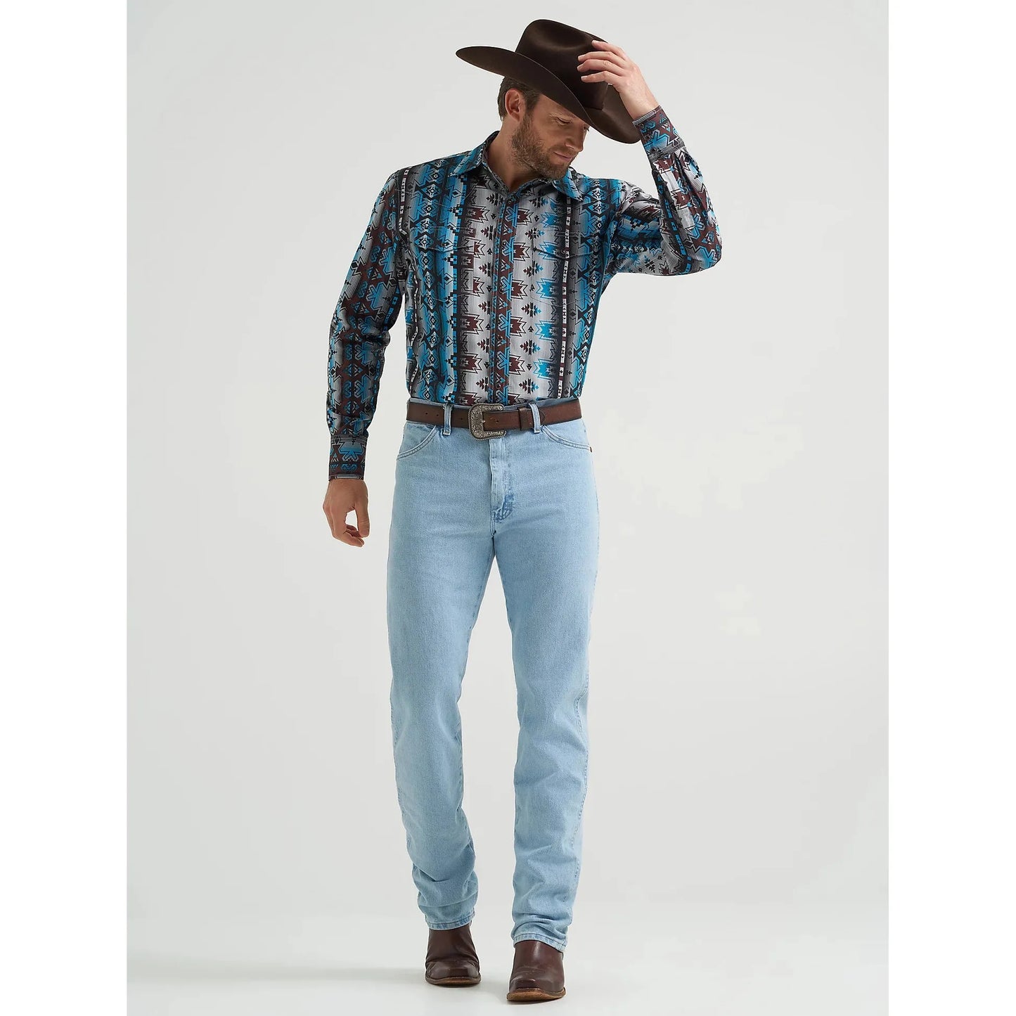 Wrangler Men's Checotah Western Snap Long Sleeve Dress Shirt - Cloudy Burgundy