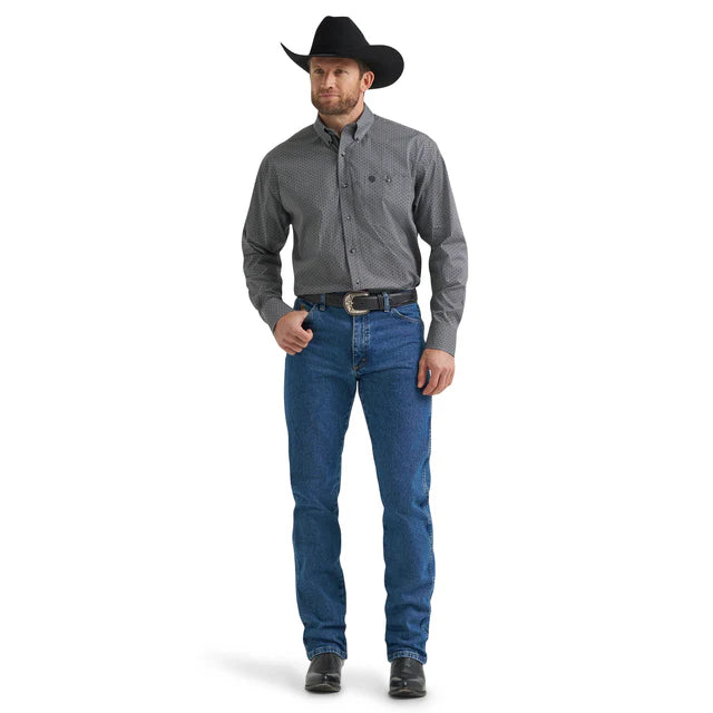 Wrangler Men's Western George Strait Long Sleeve Western Shirt - Grey