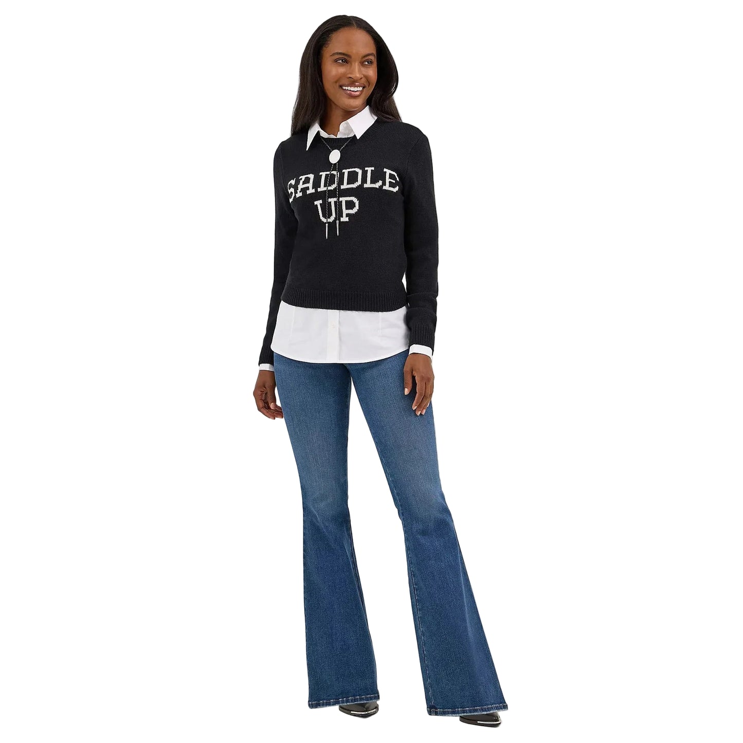 Wrangler Women's Saddle Up Western Shrunken Sweater - Saddle Black