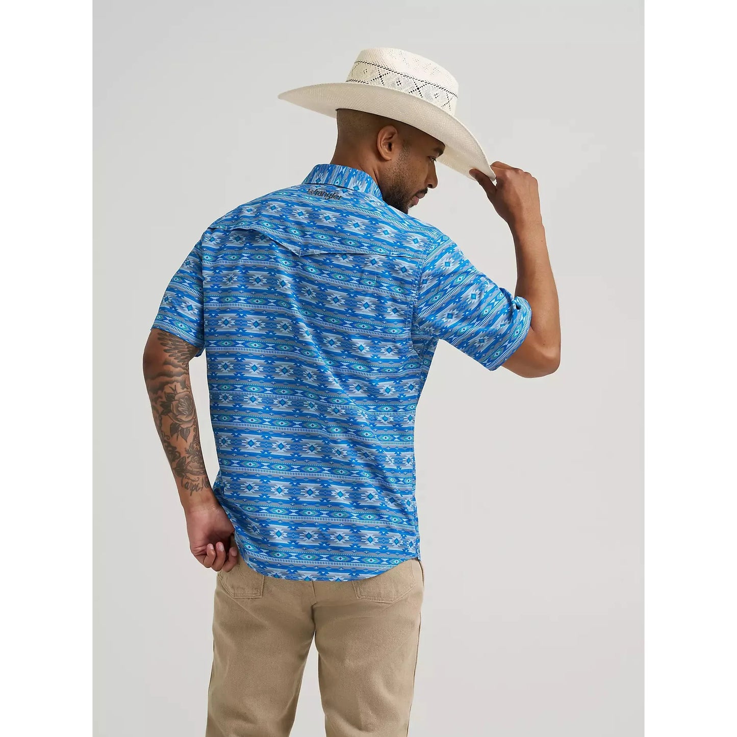 Wrangler Men's All Terrain Short Sleeve Print Shirt- Checotah
