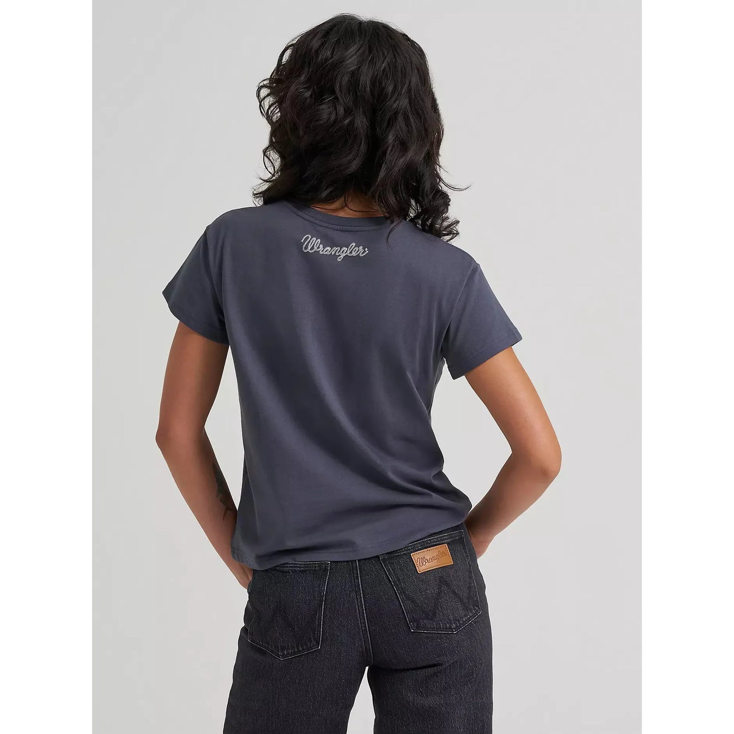 Wrangler Women's Short Sleeve Cowboys Cry Tee Shirt- Ombre Blue