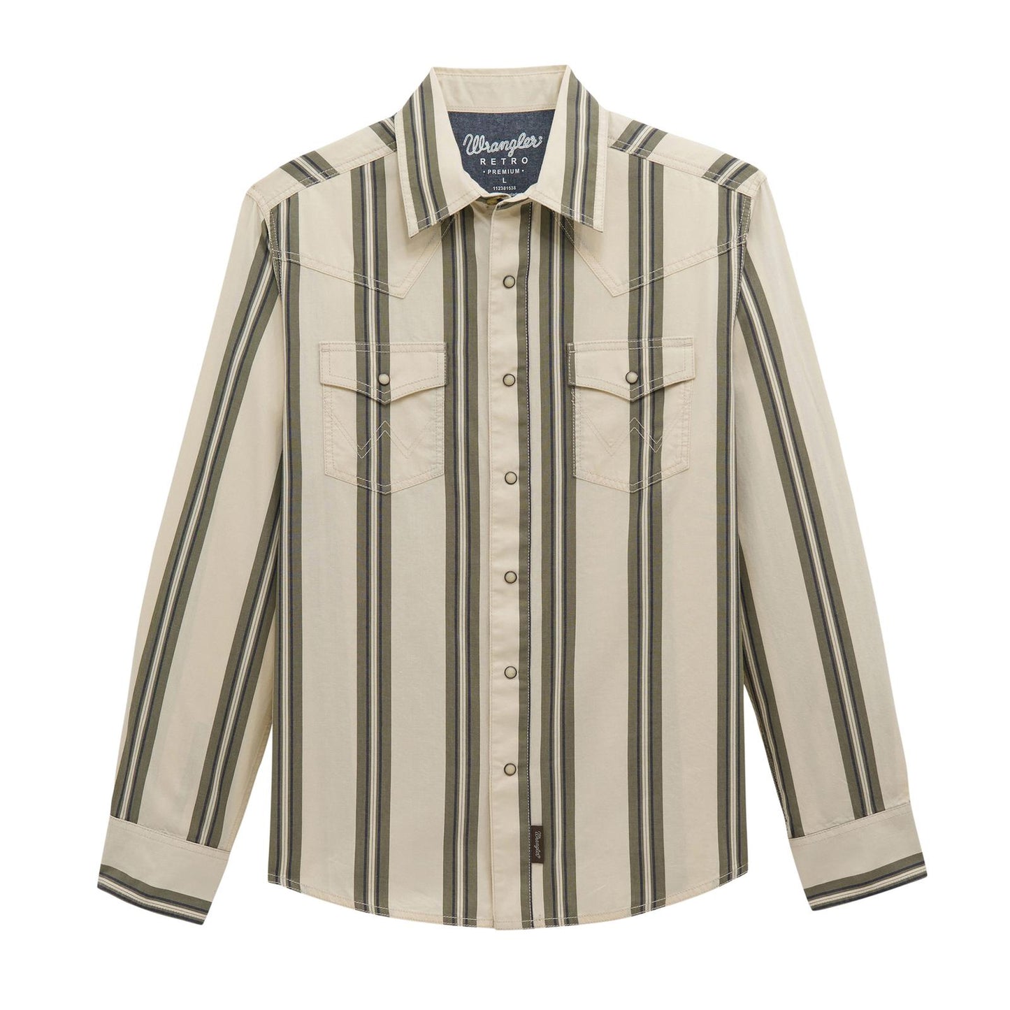 Wrangler Men's Retro Premium Long Sleeve Snap Shirt - Green/Ecru