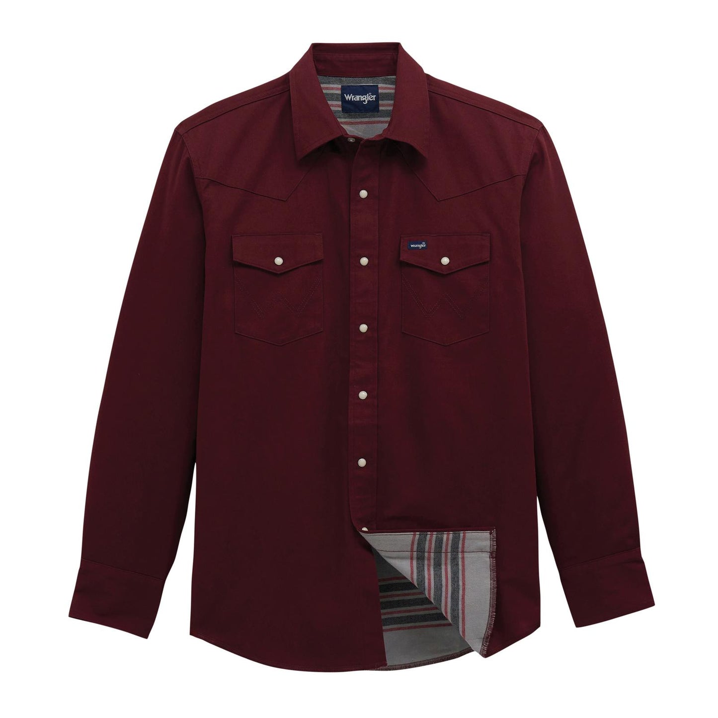Wrangler Men's Flannel Lined Long Sleeve Solid Work Shirt - Red/Grey