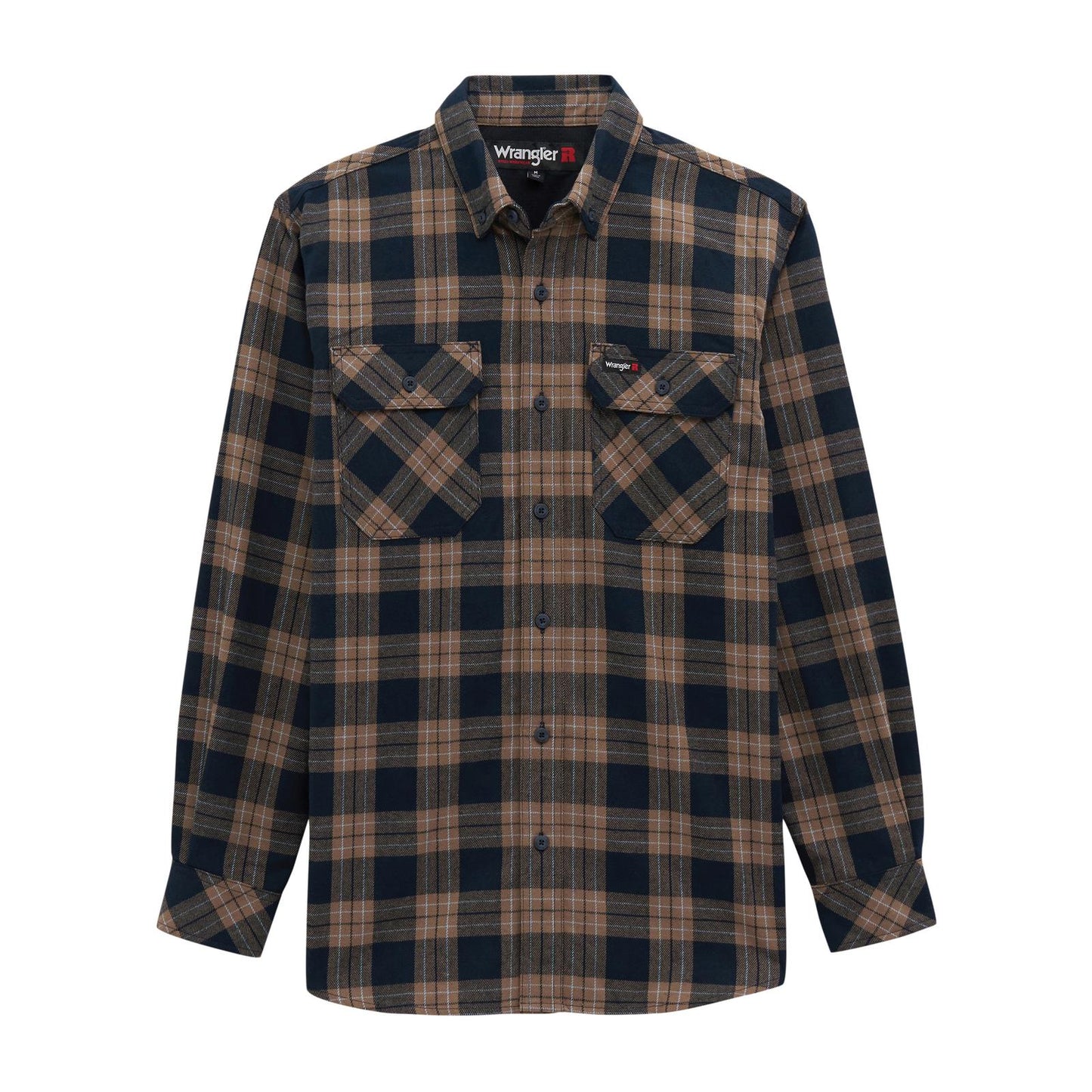Wrangler Men's Riggs Workwear Foreman Plaid Long Sleeve Shirt- Navy