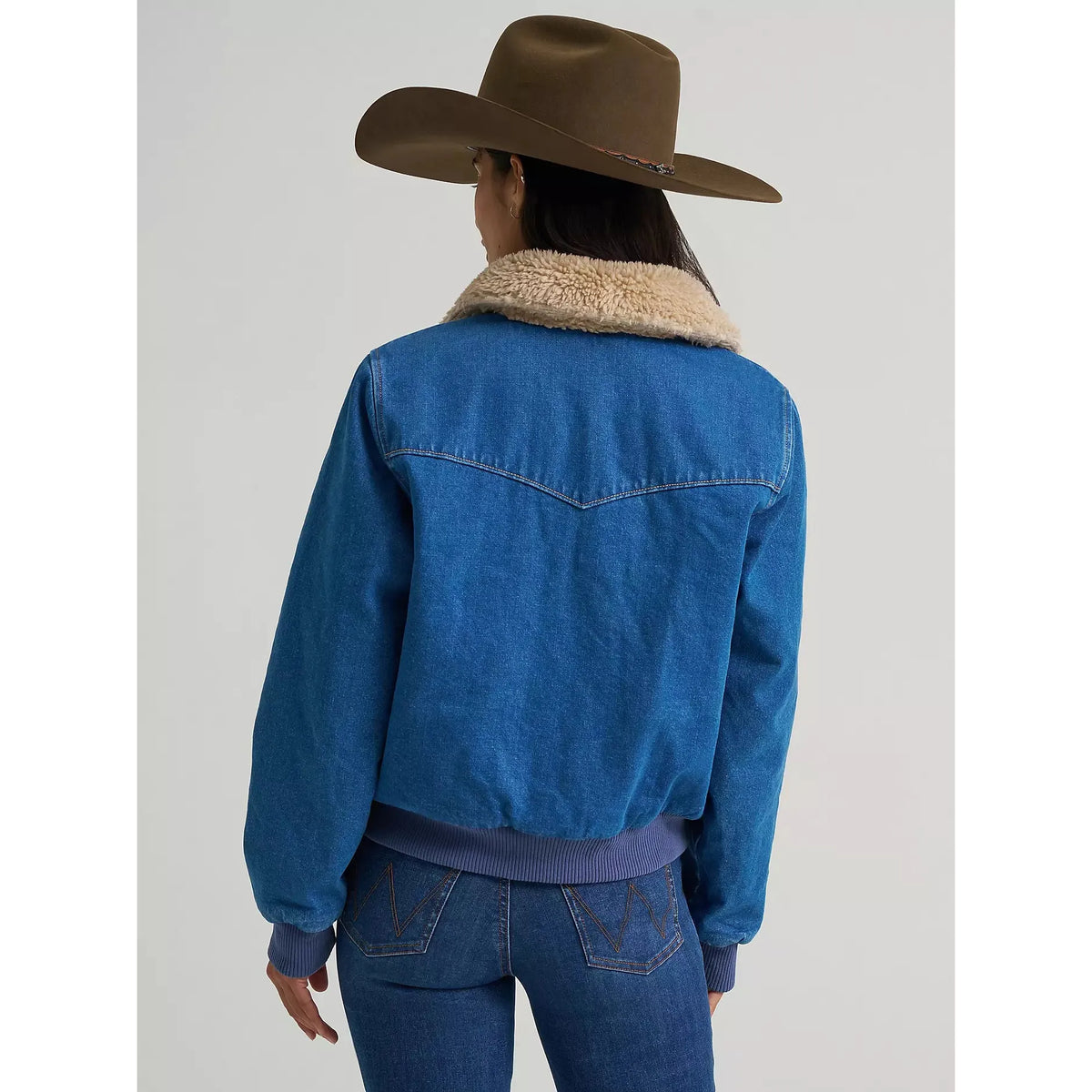 Wrangler Women's Sherpa Lined Bomber Jacket- Denim