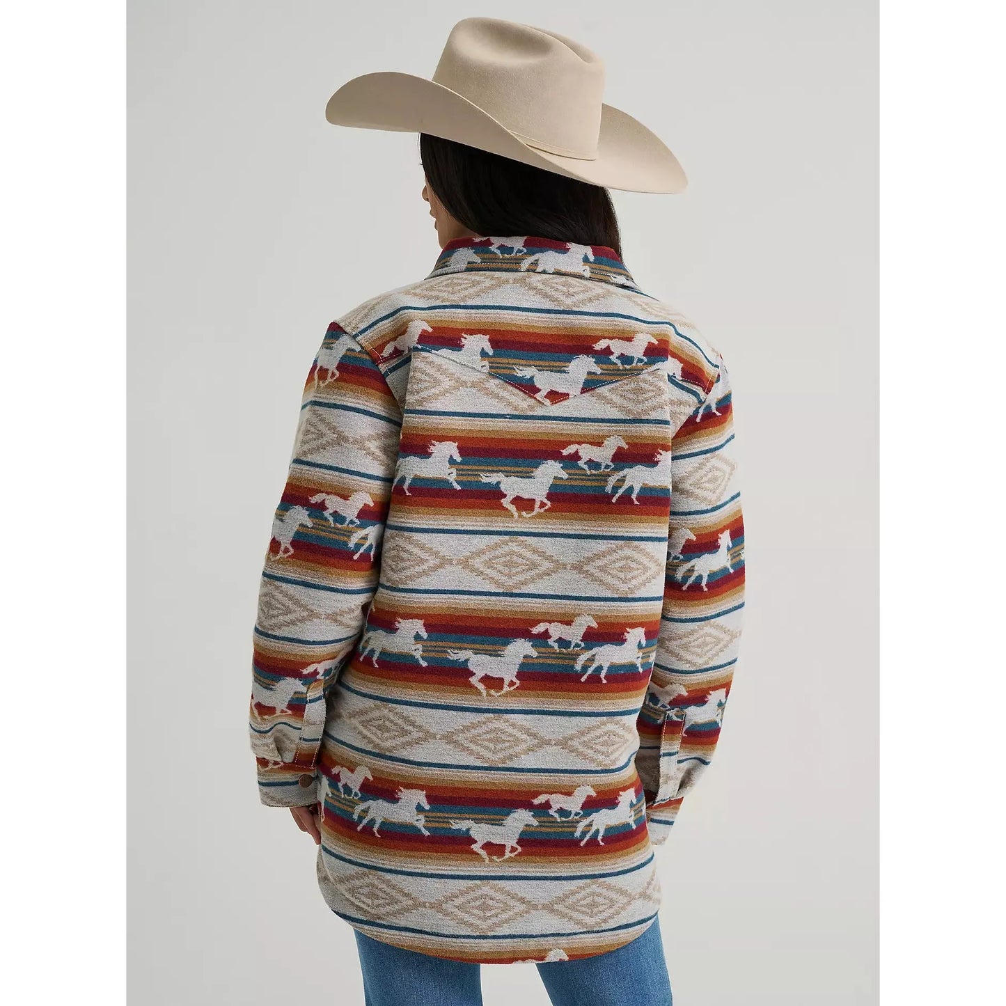 Wrangler Women's Run the Ranch Jacquard Shacket-Tan Horse