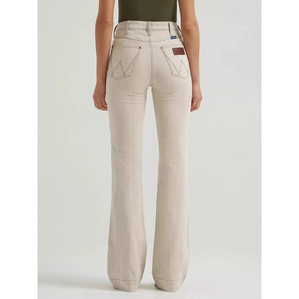 Wrangler Women's Retro Bailey Pinstripe High Rise Trouser Jean-Cream