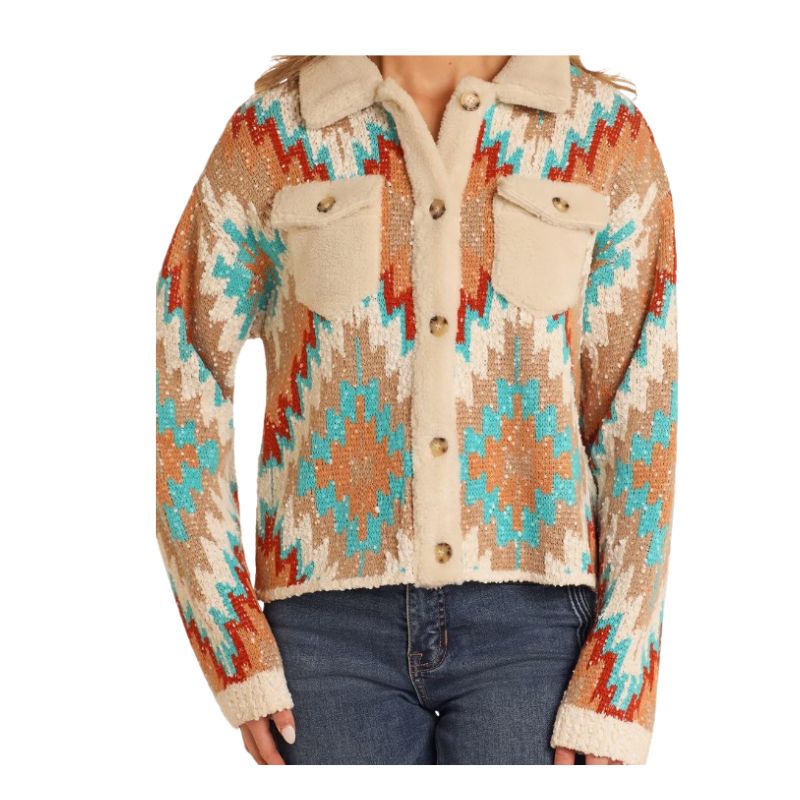 Rock & Roll Women's Aztec Long Sleeve Sweater Cardigan - Multi