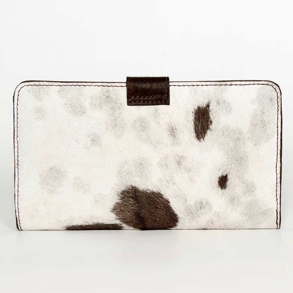 American Darling Hand Tooled Hair On Wallet - Natural/Brown