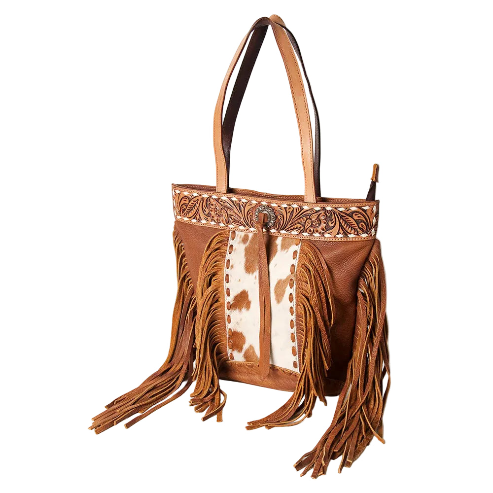 American Darling Tooled Leather Hair on Cowhide Tote – Irvine Tack