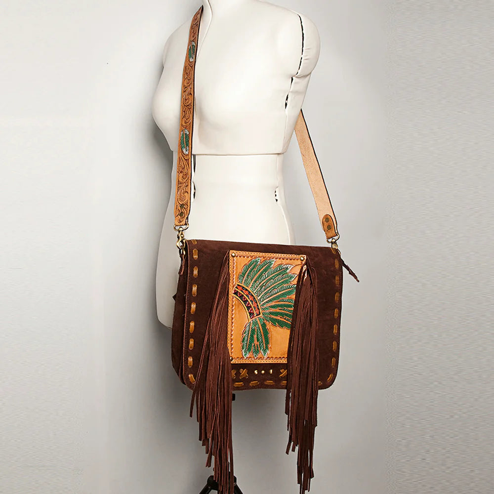American Darling Women's Leather Shoulder Bag - Native American Tooling