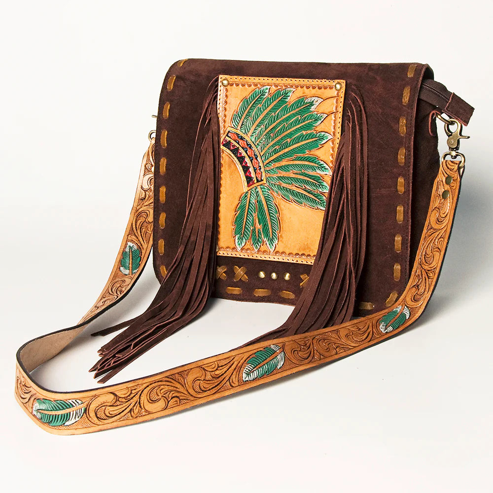 American Darling Women's Leather Shoulder Bag - Native American Tooling