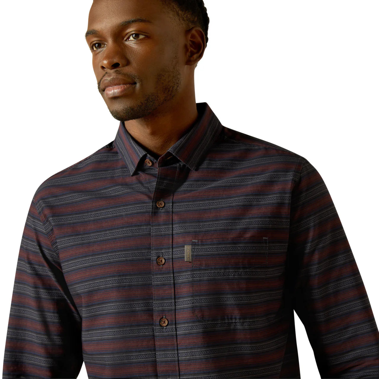 Ariat Men's Manny Modern Fit Long Sleeve Stripe Shirt - Grey