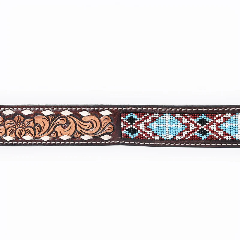 Bar H Hand Tooled Western leather Belt