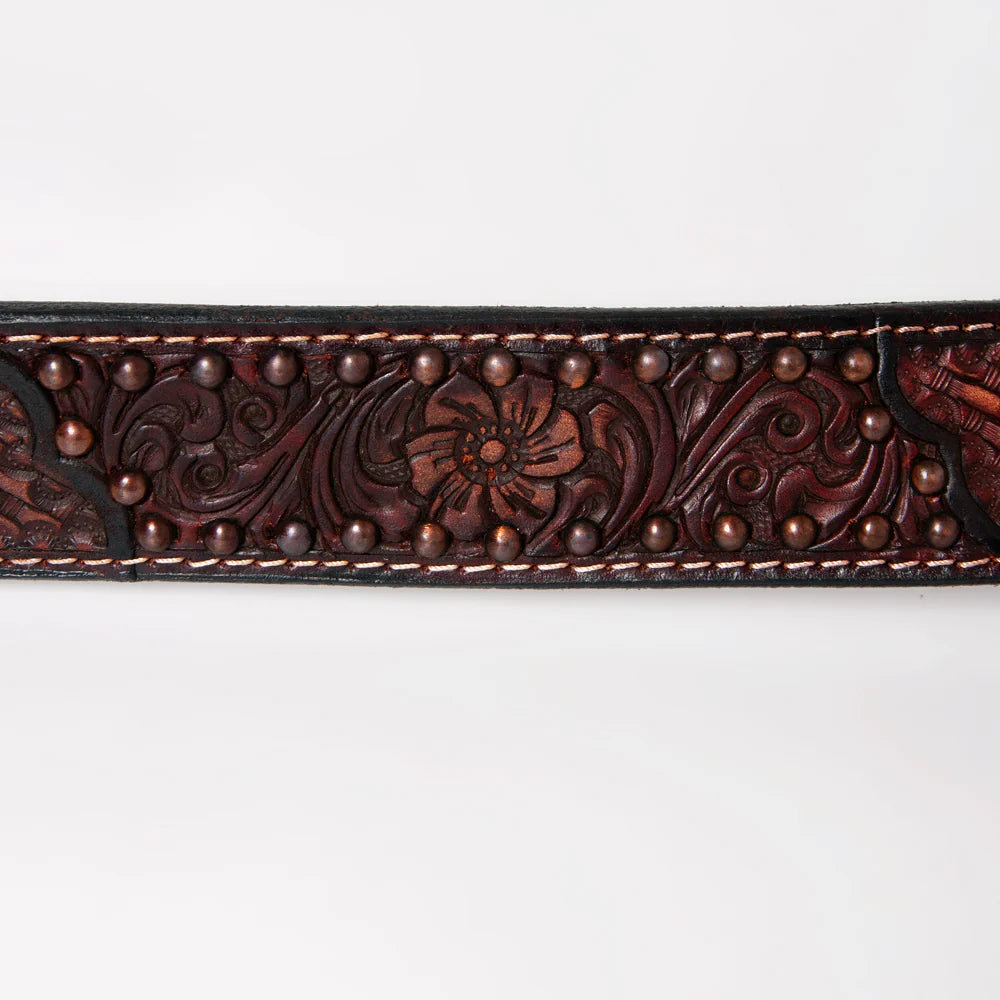 American Darling Tooled Leather Belt - Dark Brown