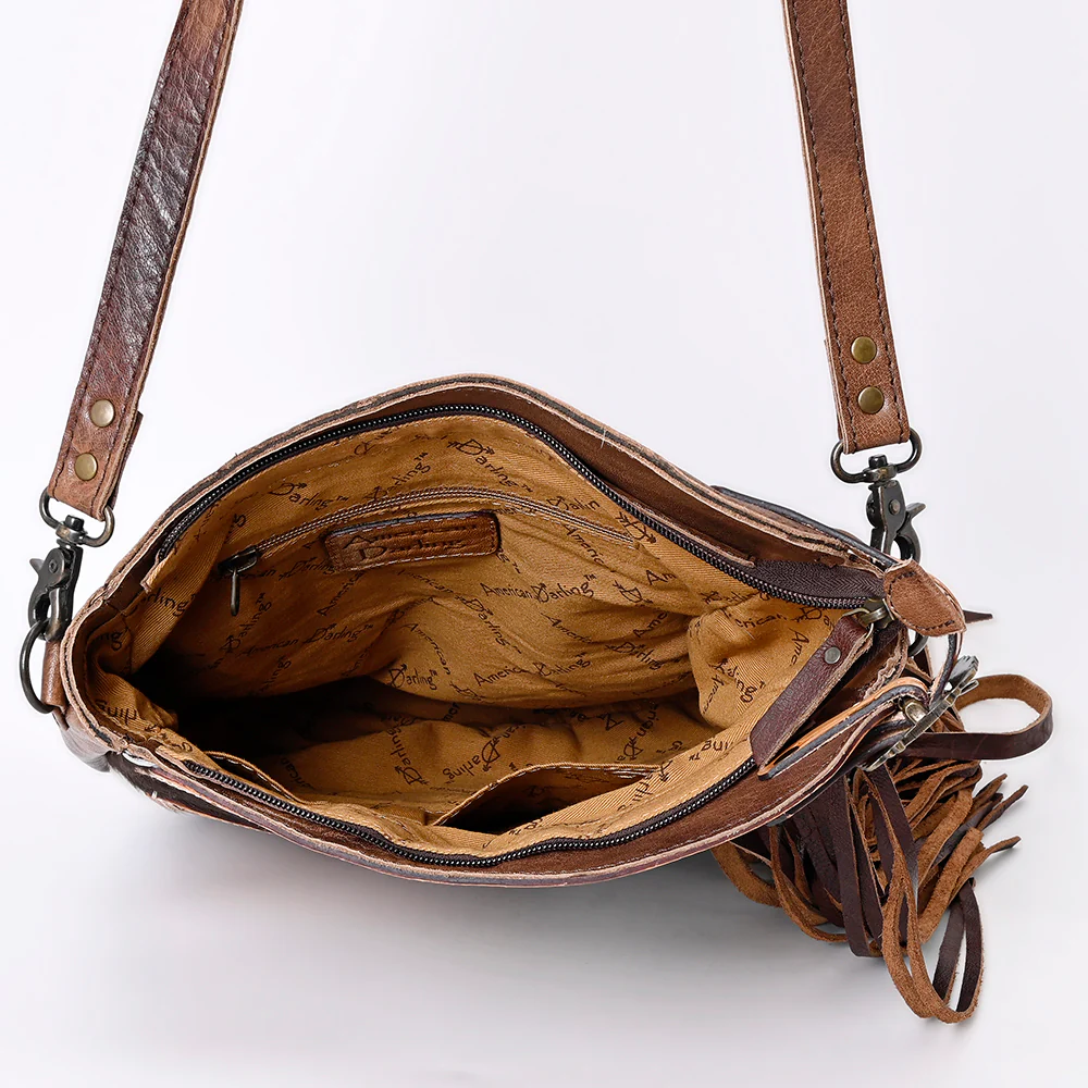 American Darling Saddle Blanket Crossbody Boho Messenger Bag w/Leather Tooling
