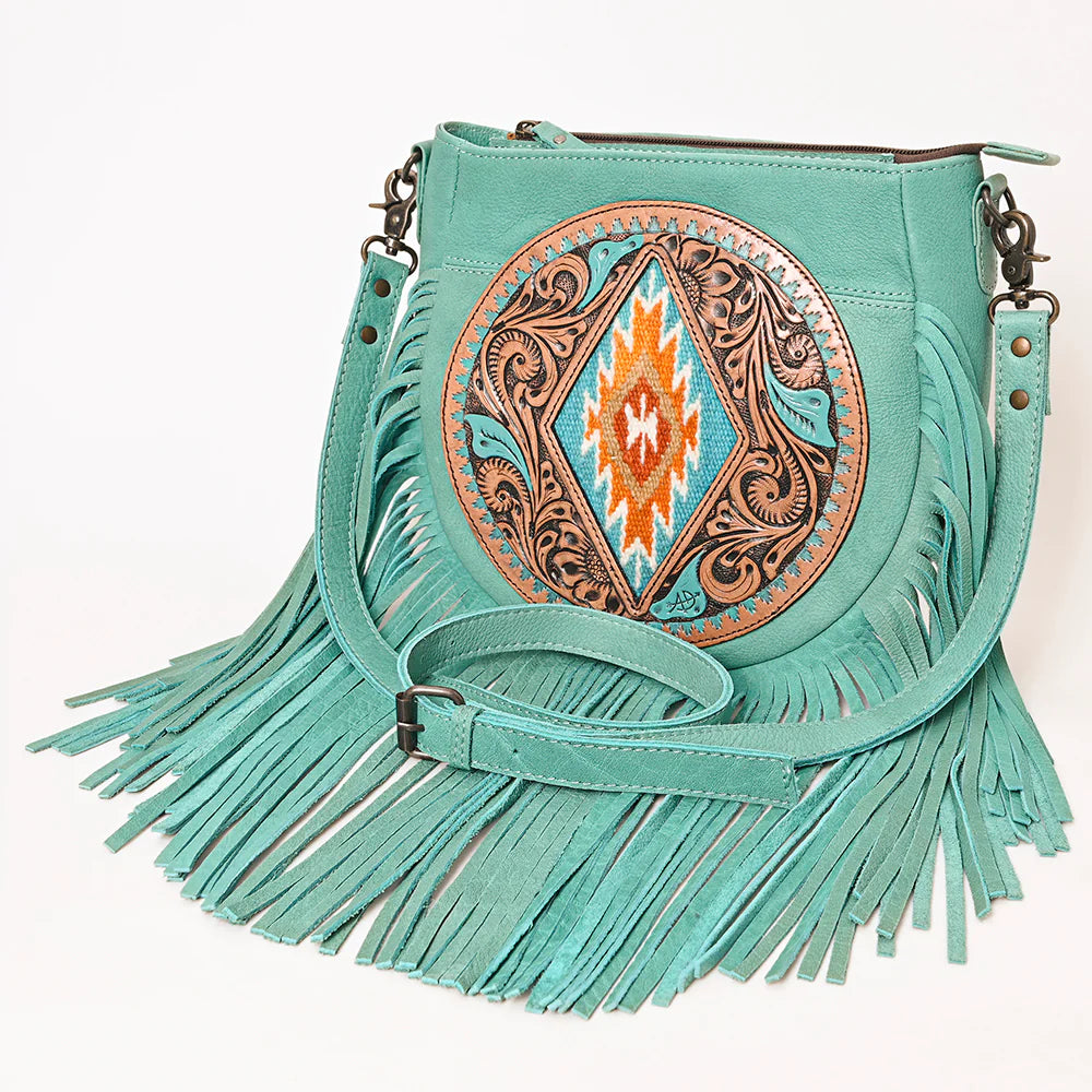 American Darling Circle Diamond Fringe Purse Turquoise