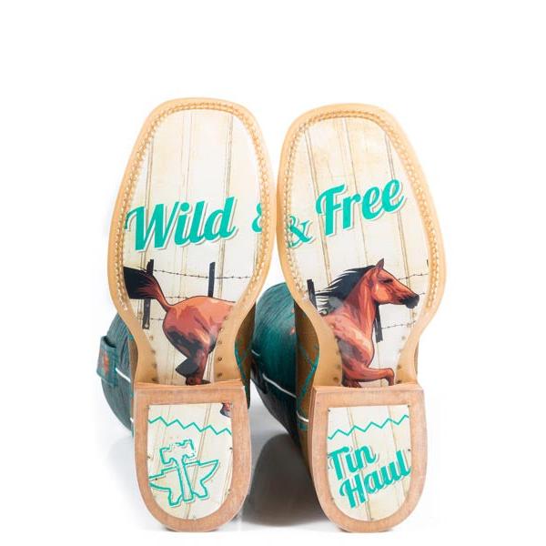 Tin Haul Women's Barb Wire Wild & Free Western Boots- Tan