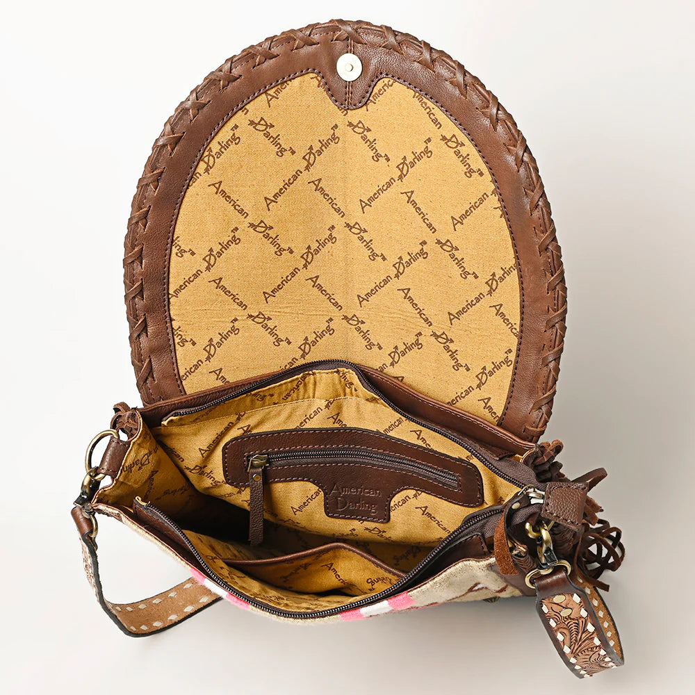 American Darling Crossbody Bag with Fringes - Saddle Blanket - Brown
