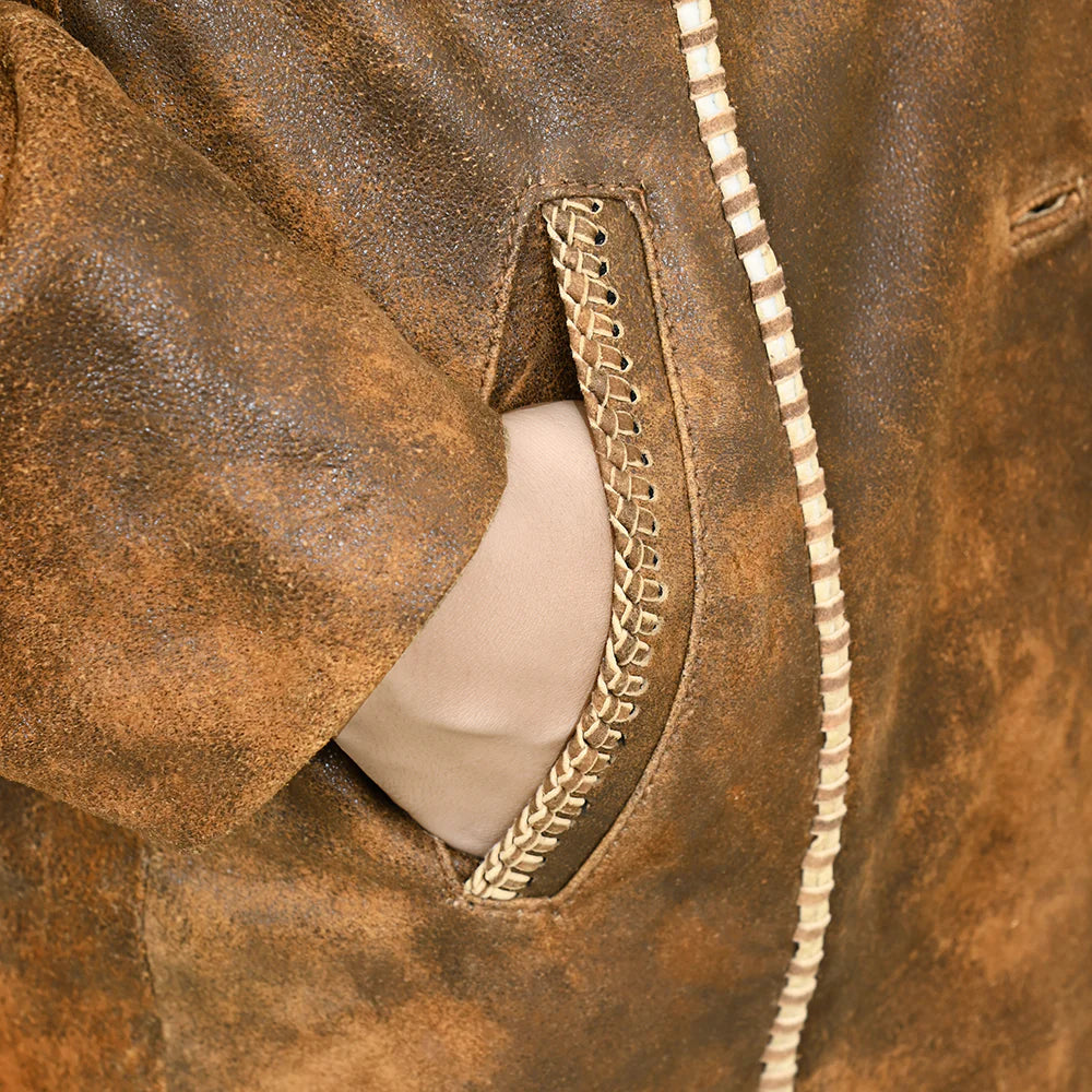 American Darling Leather Distressed Jacket - Distressed Brown