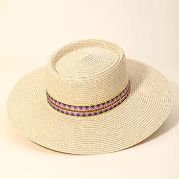 Anarchy Tribal Pattern Strap Floppy Straw Hat IV