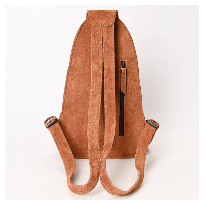 American Darling Women's Genuine Western Suede Leather Sling Bag - Caramel