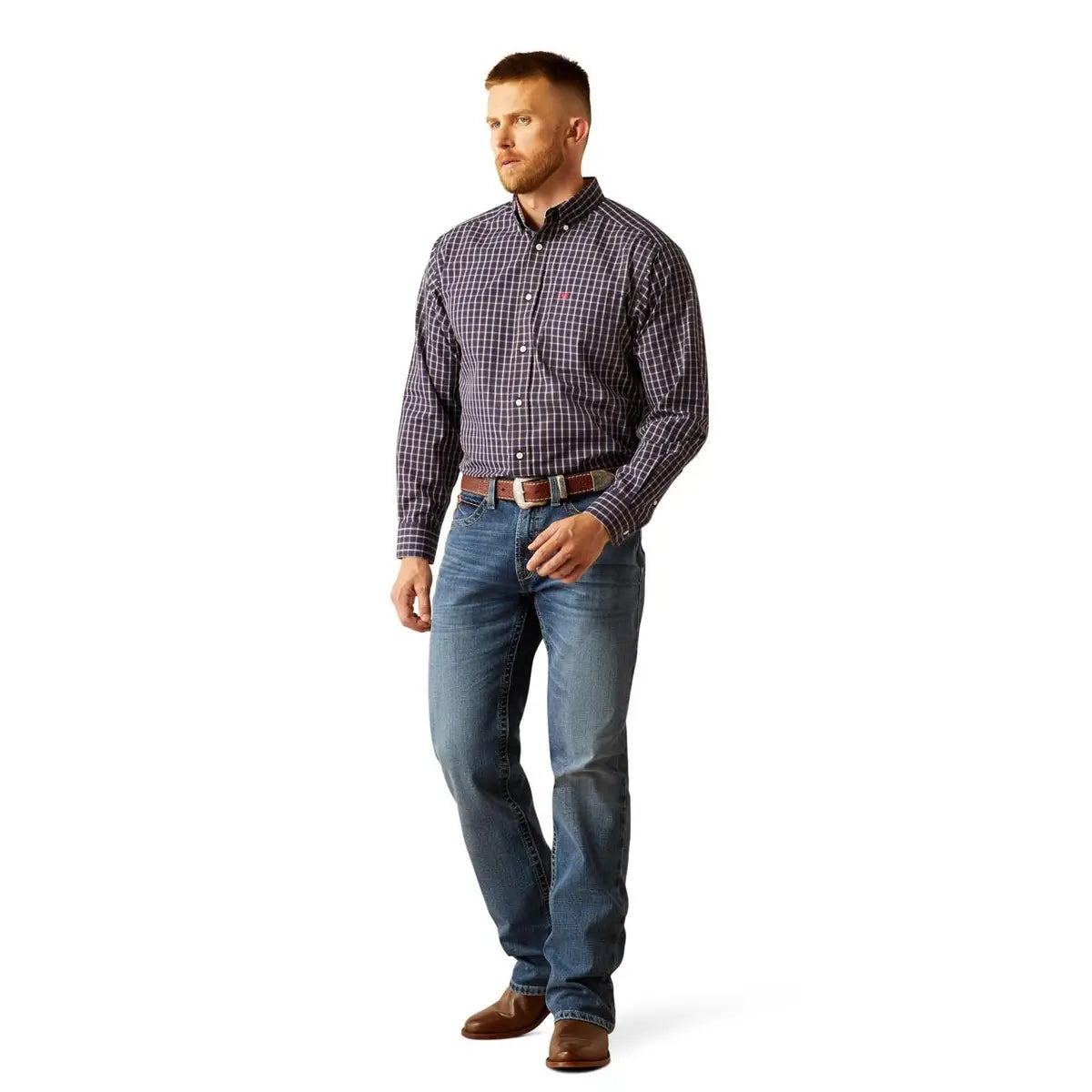 Ariat Men's Wrinkle Free Dwayne Long Sleeve Classic Fit Shirt - Navy