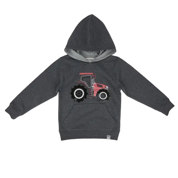 Rugged Bear Long Sleeve Tractor Hoodie- Grey