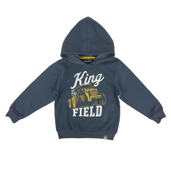 Rugged Bear Long Sleeve King of the Field Hoodie- Ombre Blue