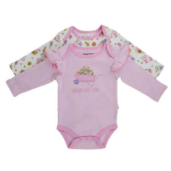 Rugged Bear Long Sleeve Grown with Love Bodysuit- Multi