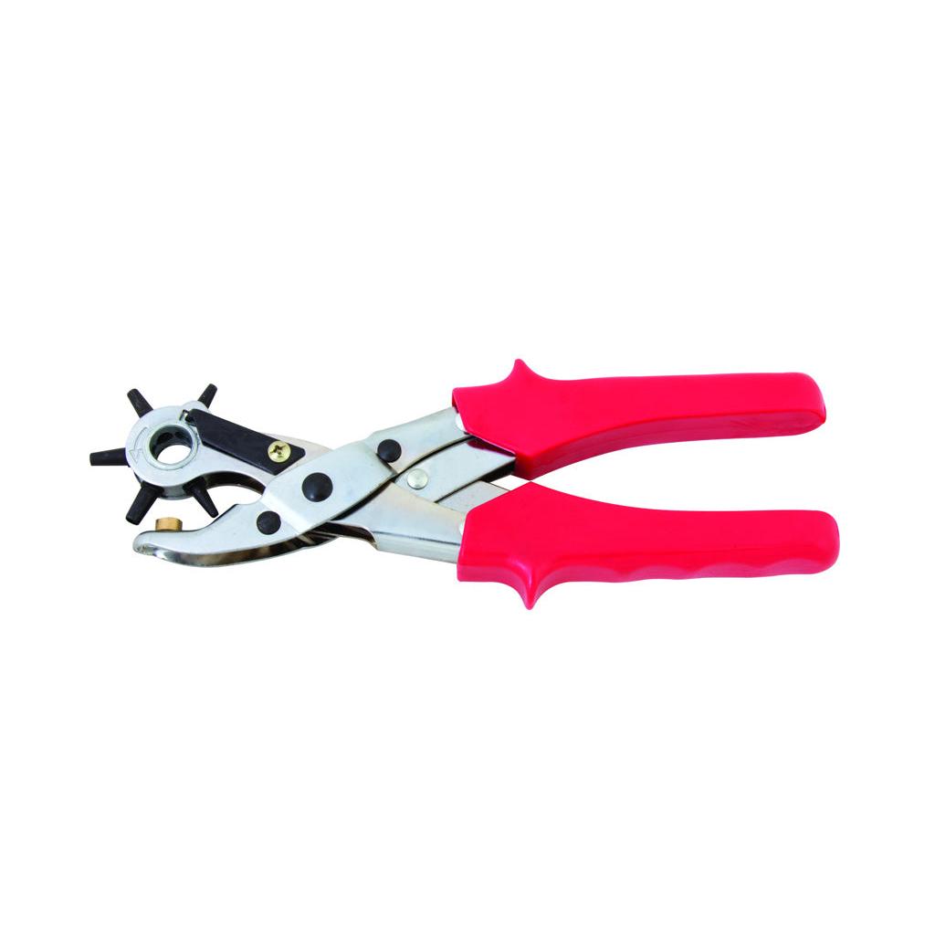 Aime Imports Leather Punch with Revolving 6 Tubes and Ergonomic Red PVC Handle